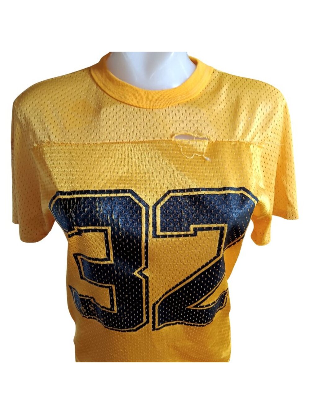 Single Stitch 70's Vintage Women's T-shirt Medium Mesh Football Jersey Distress